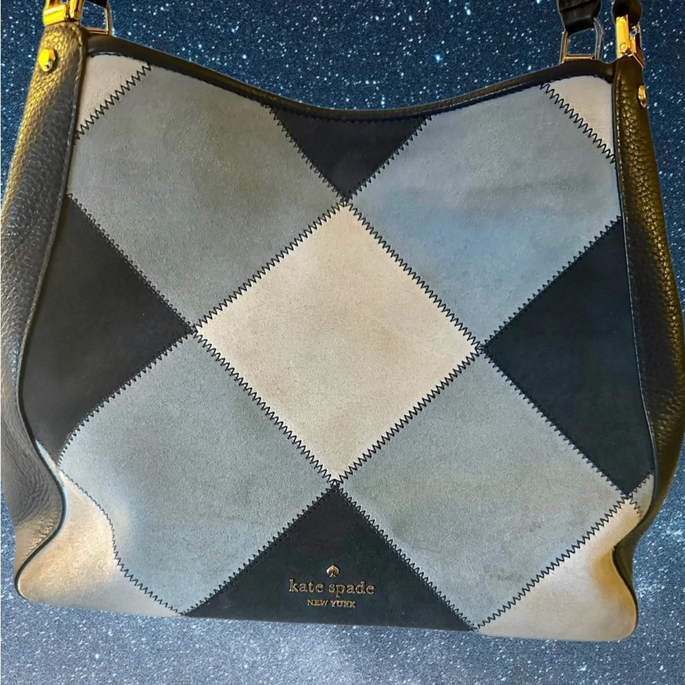 Kate Spade NY Leila Patchwork Suede Medium Triple Compartment Shoulder Bag